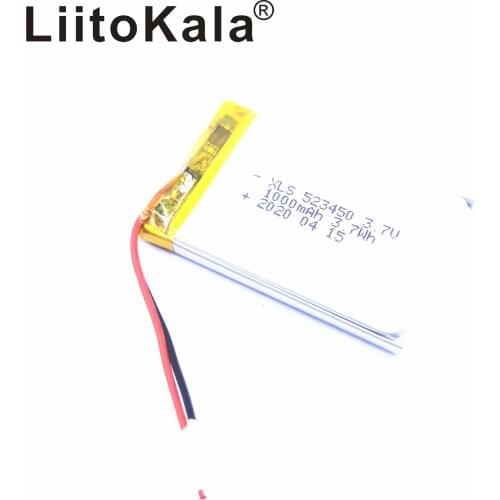 3.7V 523450 1000mAh Polymer Lithium Rechargeable Battery Li-ion Battery for Smart Phone DVD MP3 MP4 Led Lamp