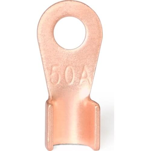 50Pcs OT-50A 50A Open End Copper Battery Cable Tongue Ring Lug Connector Terminal Crimping 4-10mm2 Wire