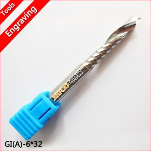 6*32 mm Carbide CNC Router Bits Single Flute Tools/ Engraving Bits Arylic End Mill A Series