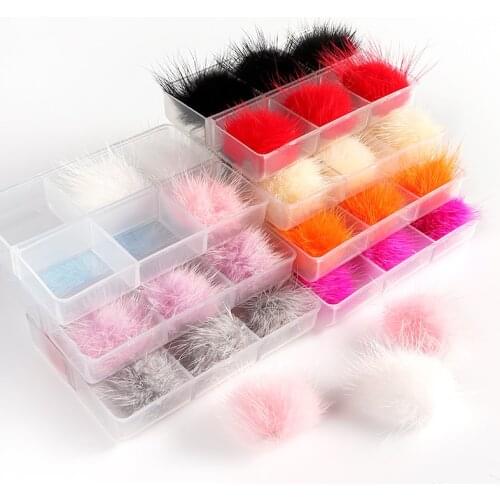 6PCS Magnetic Pom Pom Nail Charms Plush Ball Nail Art Decoration Detachable Reusable Nails Accessories Kawaii Kit Charm Art