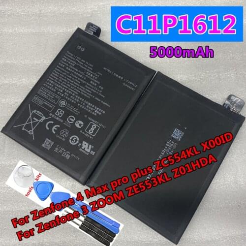 New Original 5000mAh c11p1612 Battery For ASUS Zenfone 4 Max pro plus ZC554KL X00ID For Zenfone 3 ZOOM ZE553KL Z01HDA Battery