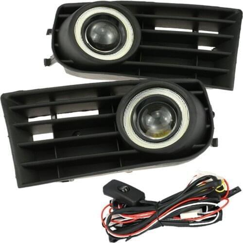 White Halo Ring Fog Light Lamp Grill Grille L&R Fit For VW Golf Mk5 06-09 1K0 853 665 B, 1K0 853 666 B