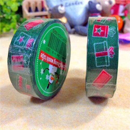 Free shipping 15mm*10m*2rolls christmas paper tape/green background Japan washi tape
