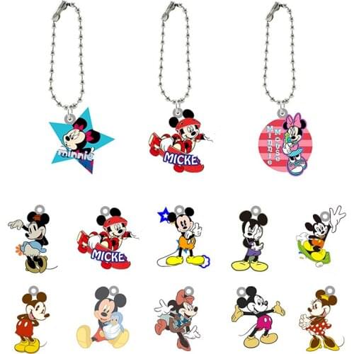 Disney Mickey Mouse Mickey Minnie Pattern Keychain Send Friends Gift Acrylic Jewelry Boy Girl Doll Fashion Jewelry Keychain
