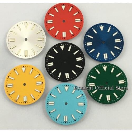 31mm Sterile Green/Yellow/Red Watch Dial Luminous Fit For NH35 NH36 Miyota 8205/8215/821A, ETA 2836/2824,DG2813/3804 Movement