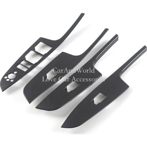 For Changan CS75 2018 2019 Carbon Fiber Interior Door Window Switch Button Cover Armrest Glass Lift Frame Trims Car Accessory