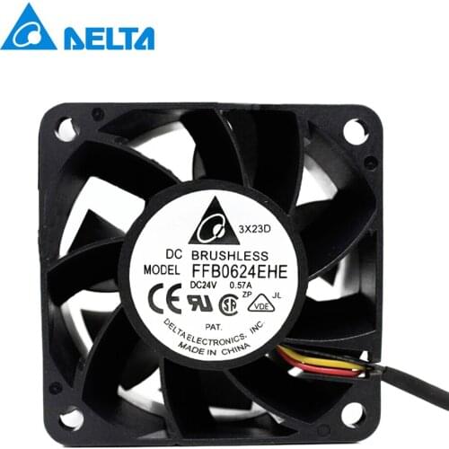 For DELTA FFB0624HHE-R00 DC 24V 0.20A 3-wire 60mm 60x60x38mm Server Square cooling fan