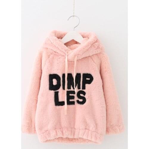 Girls Winter Sweatshirt Cotton Letter Embroidery Kids Tee-shirt Enfant Children coat T Shirts New Kids Long Sleeve Velvet Tops