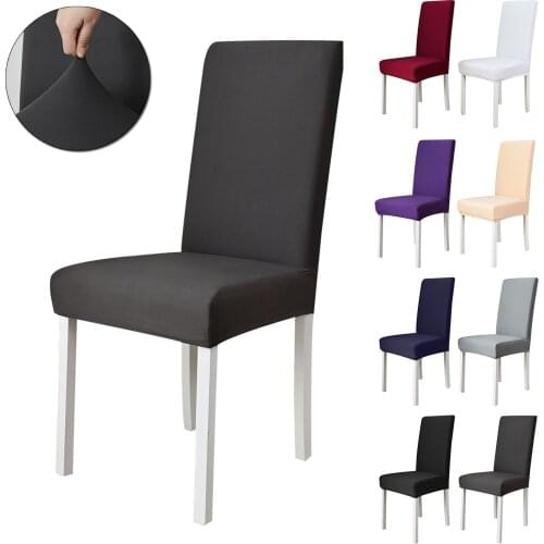 Solid Color Chair Cover Spandex Stretch Elastic Slipcovers Dustproof Chair Covers Washable Banquet Seat Cover 1/2/4/6pcs Size:L