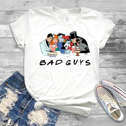 The Gotham Bad Guys T-Shirt Funny Cat Woman Harley-Quinn Graphic Tee Cool Hipster Top Bad Friends Tee Shirts