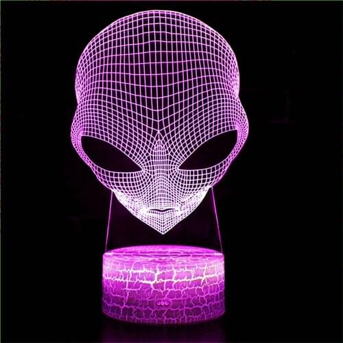 3D Alien Head Alien Head Picture Holographic Illusion Abstract LED Light Night Light Glowing Lava Lamp Halloween Christmas Gift