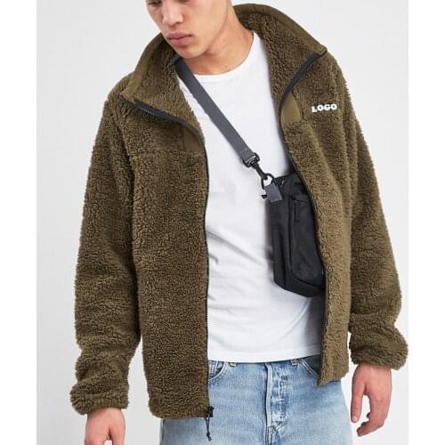 Custom lightweight outdoor sherpa fleece trucker jackets for men