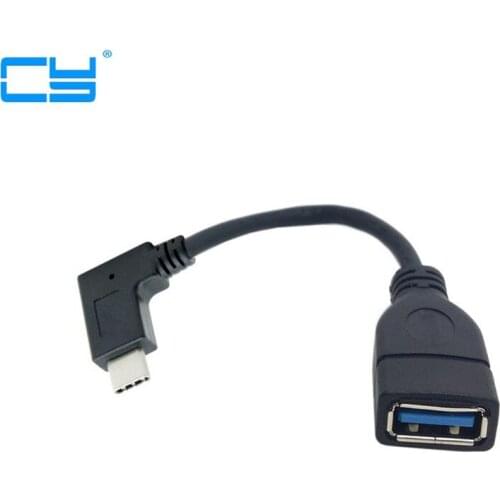 90 Degree Right Angled USB-C USB 3.1 Type C Male to A Female OTG Data Cable for Macbook Tablet Mobile Phone