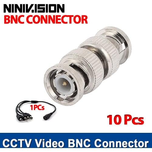 10pcs/lot CCTV Accessories BNC Male to Male CCTV Security Coax Coupler Video BNC Connector Adapter RF Convertor
