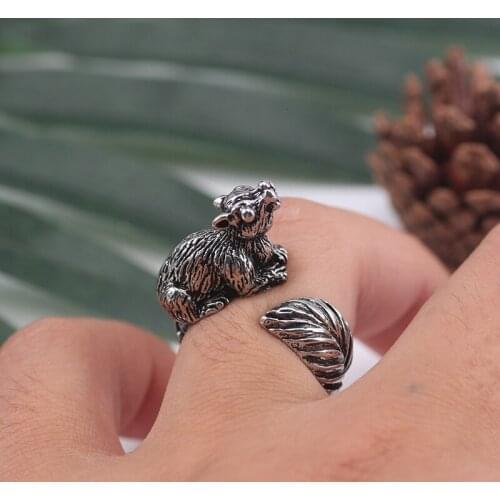Punk Style Retro Alloy Squirrel Ring Animal Personality For Men And Women Couples Opening Adjustable Size Ring Gift