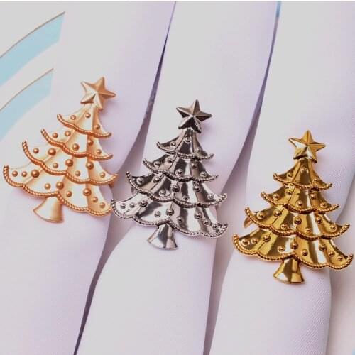 Metal plating Christmas tree napkin ring table top decoration hotel reception wedding banquet dinner holiday family dinner