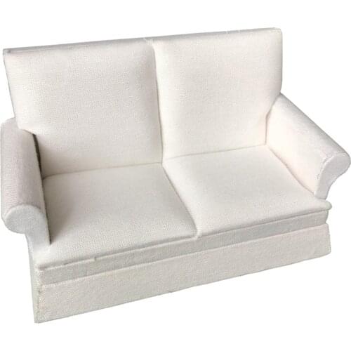 Miniature Dollhouse Sofa 1/12 Scale Mini Dollhouse for Babies Doll House White 12.7x6.4x7.8cm