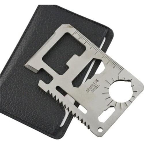 Self Defense Supplies Multi Tools 11 in 1 Multifunction Outdoor Survival Camping Pocket Military Credit Card Knife Silver