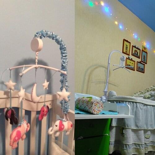 Baby Crib Mobile Bed Bell Toy White Rattles Bracket Set Holder Arm Bracket Wind-up Music Box Baby Toys