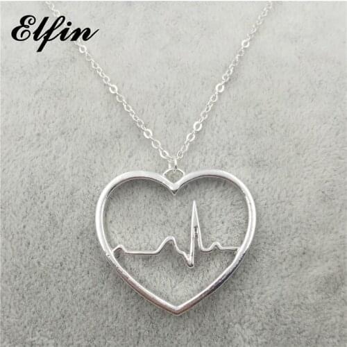Elfin Trendy Heartbeat Necklace Electrocardiogram Heart Women Pendant Necklace Medical Jewellery