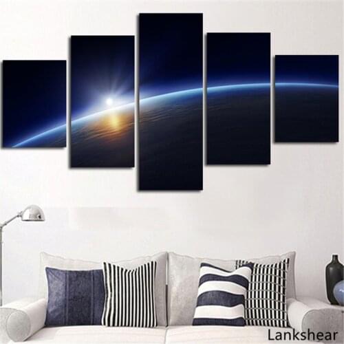 Modular Home Decor Canvas Paintings Frame Living Room 5 Pieces Earth Poster HD Prints Planet Pictures Wall Art Guadros Artwork
