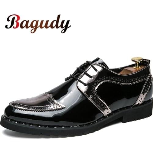 Men Leather Dress Shoes Evening Party Wedding Shoes Mens Flats Formal Shoes Autumn Men Business Lace Up Oxfords Shoes For Men