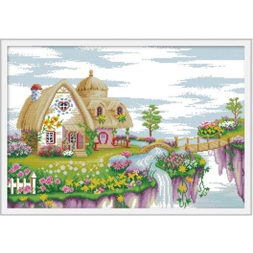 Dream Wonderland Landscape Cross Stitch Kit 14 ct White Cloth Printed Handmade Embroidery Art DMC Home Decoration Embroidery Kit