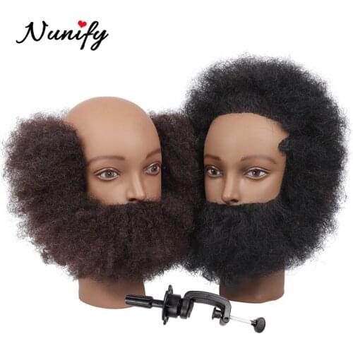 Nunify 2 Styles Short Afro Kinky Curly Hair Training Head 100% Real Human Hair Manequin Hair Doll For Black Men Manican Barber