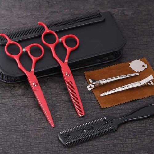 Hair Sissors Professional Barber Accessories Hair Razor Comb Clip Thinning Shears Cloth Swivel Thumb Cutting Shears Barber Tools