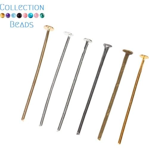 100-200pcs/lot 15 20 25 30 35 40 50 60 mm Flat Head Pins Gold/Silver/White K Headpins For Jewelry Findings Making DIY Supplies