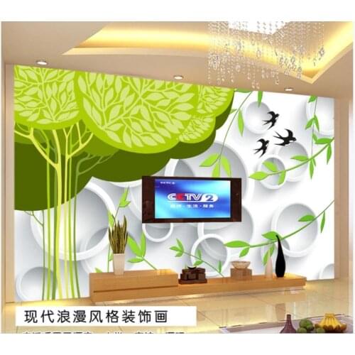 Custom photo wallpaper 3d mural wallpaper for walls 3 d Cartoon tree murals 3D circle tv background wall papers home decor