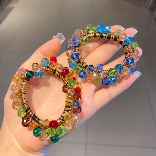 Pearl Crystal Hair Tie Rhinesto Elastic Hair Bands Bracelet Hair Accessories Hair Bows Rubber Band Hair Ring For Girls