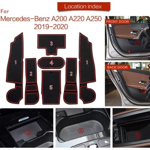Rubber Mat Lnterior Anti Slip Mat Door Slot Pad Cup Cushion Groove Mat For Mercedes Benz A A-Class W177 2019 2020 A200 A220 A250