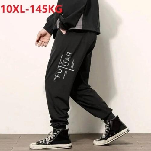 Summer spring sport wear cartoon cat pants thin sweatpants Men plus size 8XL 9XL 10XL pants high street elasticity pencil Pants