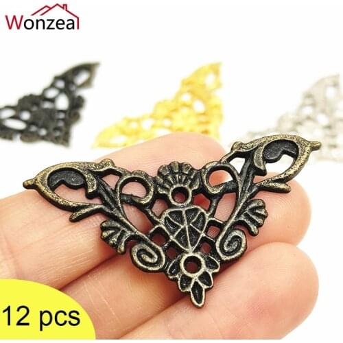 12pc Jewelry Box Chest Gift Wine Wooden Case Book Scrapbook Photo Album Frame Decorative Corner Edge Protector Guard Hardware