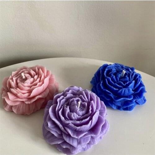 Large Peony Aromatherapy Candle Silicone Molds Fondant Cake Baking Mold Handmade Soap Making DIY Cake Decoration