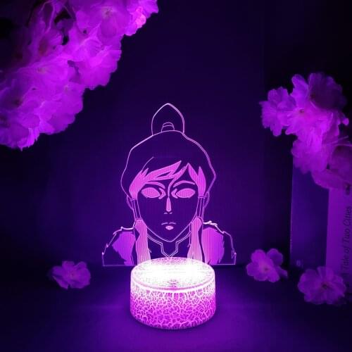 LED Light Korra Avatar The Last Airbender Anime Acrylic Night Light RGB Flashing Cool Gift 3D Light Children Bedroom Decor