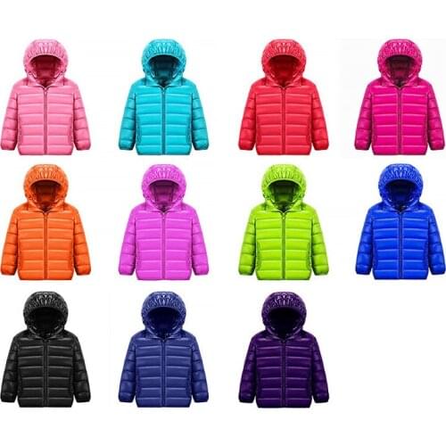 Ultra Light Children Down Jacket 11 Color 90% White Duck Down Winter Warm Child Coat Boys And Girls Hooded Down Jacket 12M-14T