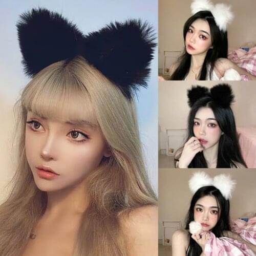 Wooly Cat Ears Shaggy Dog Ear Solid White Ears Comfort Touch Headpiece Gothic Accessory Cosplay Holidays Celebrations J78E