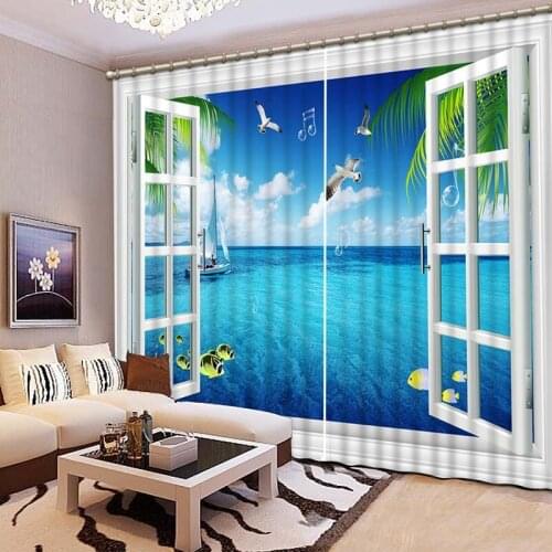 High Quality 3D Printing Curtains Beautiful Lifelike HD 3D Curtains Bedroom Decoration Living Room Cortinas De Sala CL-091