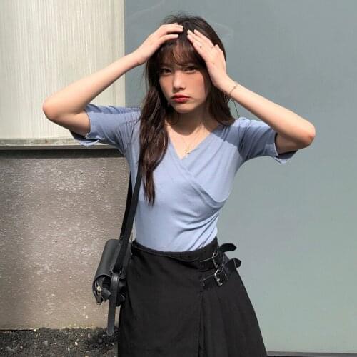 Womens T-shirts Tops Japanese Kawaii Ulzzang Lazy Loose Casual Ins Solid Color Tshirt Female Korean Harajuku Clothes For Women