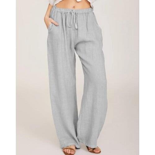 2020 new female casual cotton and linen trousers plus size pants