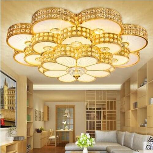 Golden LED circular crystal lamp luxury bedroom living room ceiling lighting warm modern study lamps led lighting fixture led