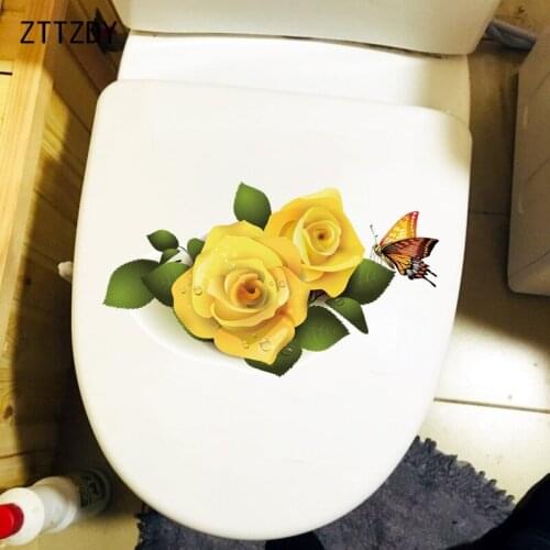 ZTTZDY 25.7CM×15.2CM Yellow Rose Home Living Room Wall Decor Modern Art WC Toilet Stickers T2-0871