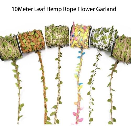 10Meter Leaf Hemp Rope Flower Garland For Home Rome Decor Fake Leaf Wedding Party Supply Party DIY Wall Home Decor Photo Prop