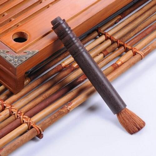 100pcs Ebony Wooden Long Handle Grinder Tea Brush Kitchen Washing Cleaning Coffee Tea Tool