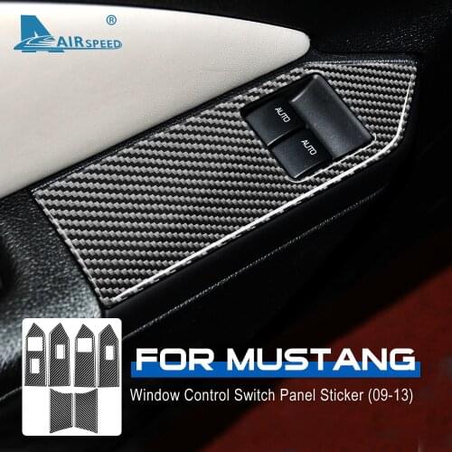 AIRSPEED Carbon Fiber for Ford Mustang 2009 2010 2011 2012 2013 Accessories Interior Car Window Control Switch Covers Stickers