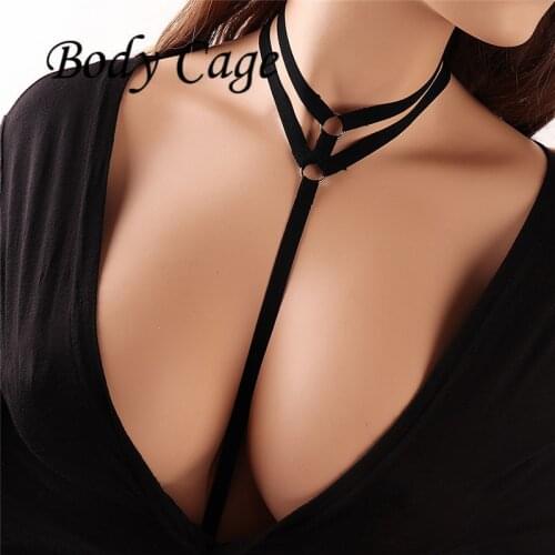 Body Cage Sexy Harness Bra Basic Style Women Handmade Underbust Open Chest Harness Bondage Cage Straps garter belt lingerie