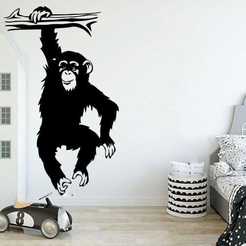 Large Funny Monkey Tree Wall Decal Nursery Kids Room Cartoon Jungle Forest Monkey Animal Branch Wall Sticker Bedroom Vinyl Decor