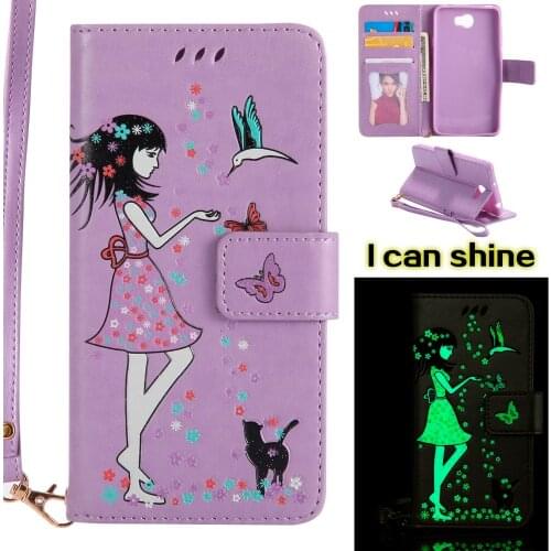 Case For Huawei Y3 Y5 II ii 2 Cover Night Golw PU leather Flip Card Slot soft phone case funda coque For Huawei Y3 Y5 II ii 2